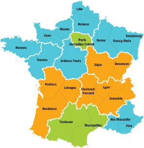 Carte des vacances scolaires de la France